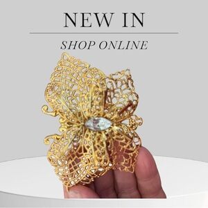 Jane HBA Gold Filigree Flower Brooch